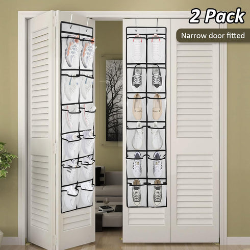 2PK 12 Large Pockets Over Door Hanging Shoe Organizer by GOMAJI