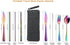 VANDBAO Portable Camping Utensils Set - Reusable Stainless Steel Cutlery with Case, Extra Steak Knife & Boba Straw