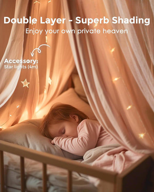 25.6''x106'', little dove Bed Canopy with Star Lights, Double Layer Canopy for Bed, Princess Play Tent for Girls Room