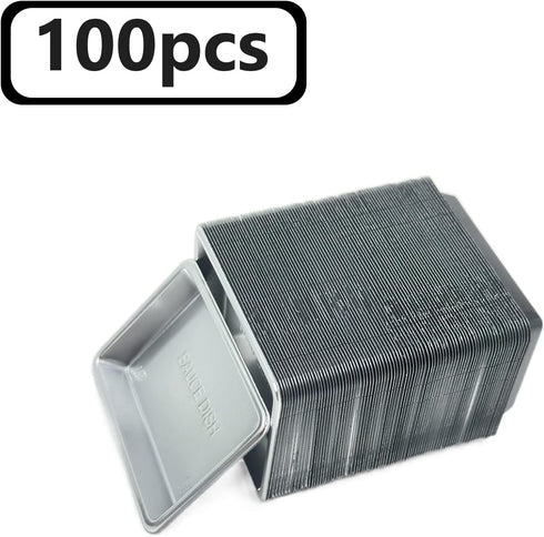 100 Pcs Plastic Disposable Sauce Dishes, Mini Condiment Appetizer Tray for Sushi, Soy, Mustard, Ketchup, Silver