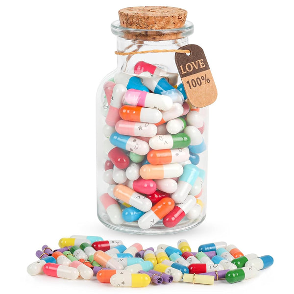Message in a Bottle Capsule Letters - 101pcs Love Pills Gifts for Boyfriend, Girlfriend, Wife, Friends (Mixed Color)