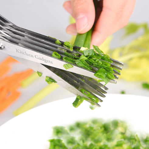 Herb Scissors with Kitchen Gadgets Retail Package - Multipurpose Kitchen Shears with 5 Sharp Blades