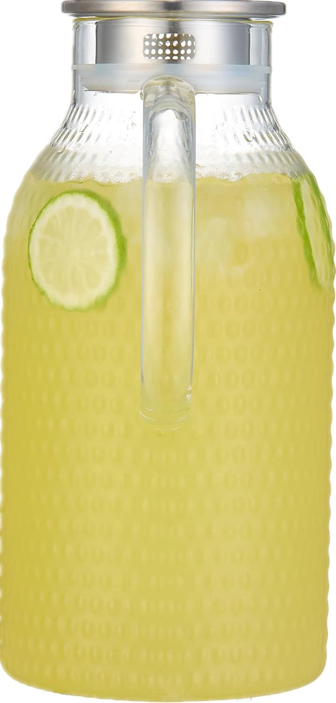 3 Liter/100 Oz Karafu Glass Pitcher with Lid, Easy Clean Heat Resistance Borosilicate Glass Jug for Hot/Cold Water