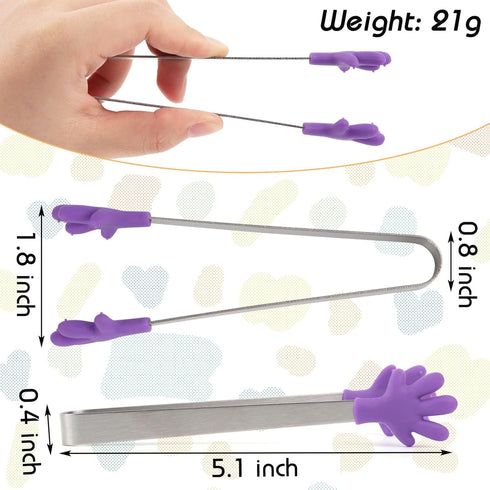 Shindel Small Tongs, 5.1 Inch Mini Tongs for Kids, Cute Kitchen Gadgets for Serving Snacks, Candy, Appetizers