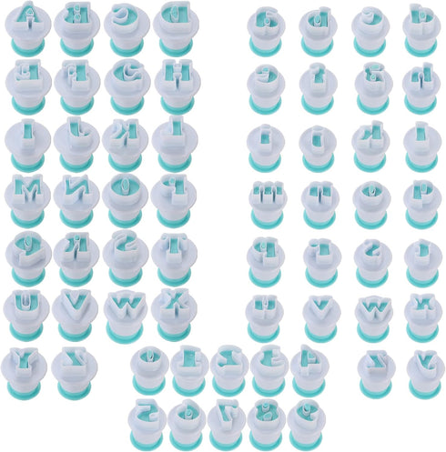 Suwimut 62 Pieces Fondant Alphabet Letter Cutters and Number Set - Cake Biscuit Mold Decorating Tools for DIY Cookies