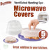 5 Piece Ventilated Microwave Covers, Adjustable Steam Vents, BPA Free Mixed Sizes for Large & Small Food Plates