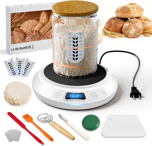 Sourdough Starter Warmer Set 9-Piece Sourdough Starter Kit, Precise 1F Thermostat (70-120F),