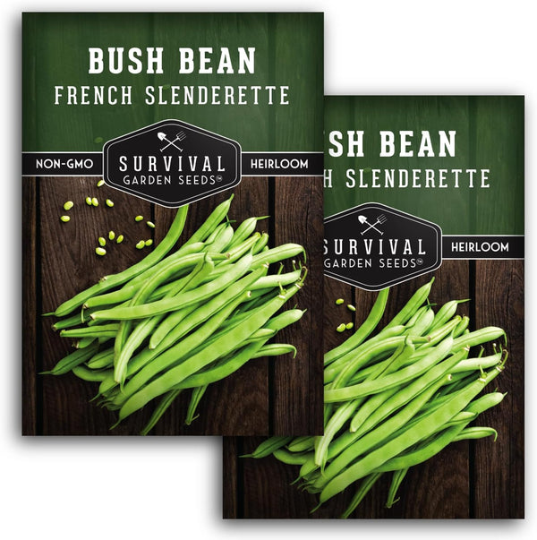 2 Packets French Slenderette Bush Bean Seeds for Planting with Instructions to