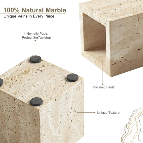 Countertop Real Natural Travertine Marble Toothbrush Holder & Pen Holder & Makeup Brush Holder & Utensil Holder