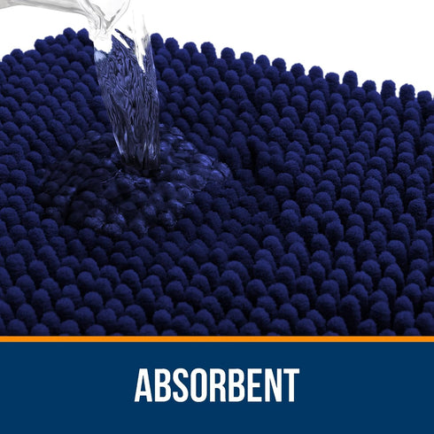 OLANLY Toilet Rugs U-Shaped 24x20 - Extra Soft Absorbent Chenille Bathroom Rugs, Non-Slip, Machine Washable Navy