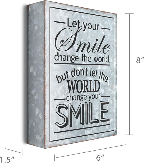 Barnyard Designs Wooden Box Sign, Motivational Desk Decor for Women, Smile