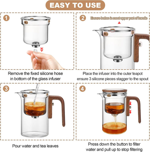 Package, 27oz/800ml Enchanti Tea Pot, Glass Teapot with Removable Infuser, Magnetic Loose Leaf Tea Steeper, Magic