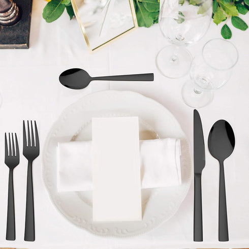 LIANYU 20-Piece Black Silverware Set with Tray - Stainless Steel Flatware Cutlery Set for 4 - Dishwasher Safe