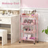 4 3 TOOLF Tier Rolling Utility Cart - Durable Metal Design Pink Utility Cart, Storage Trolley on Wheels with Hooks