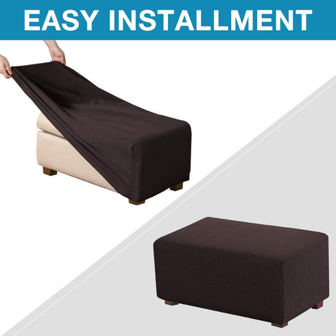 Flamingo P High Elasticity Furniture Protector Stretch Jacquard Universal Ottoman Cover, Easy Fitted Oversized Storage