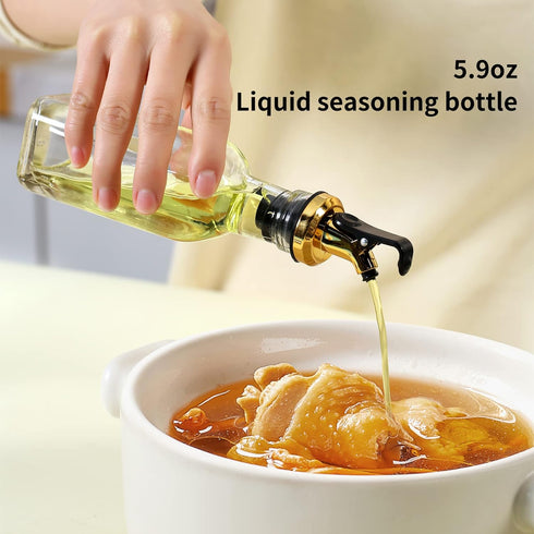 Oil and Vinegar Dispenser Set with Caddy, Glass Bottle Seasoning Dispenser, Oil Spouts, Funnel, Brush Kit
