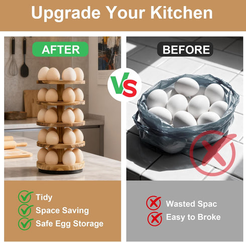 Countertop, 5 Countertop 30 Countertop Wooden Fresh Egg Holder Layer Rotating Egg Holder for Fresh Eggs, Stackable