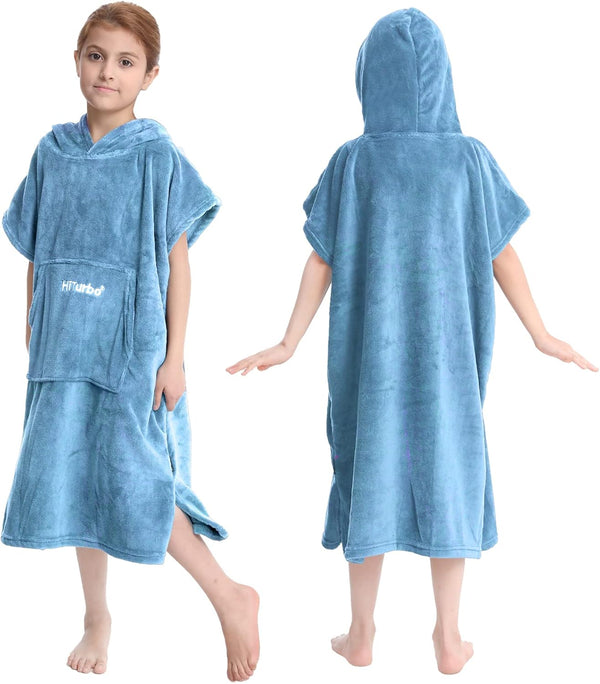 Hiturbo Kids Towel Changing Robe: Soft Plush Bath Towels - Warm Coral