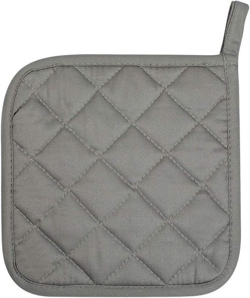 6 Pack Cotton Pot Holders Set, 7 Inch Heat Resistant Hot Pads for Cooking and Baking, Dark Grey