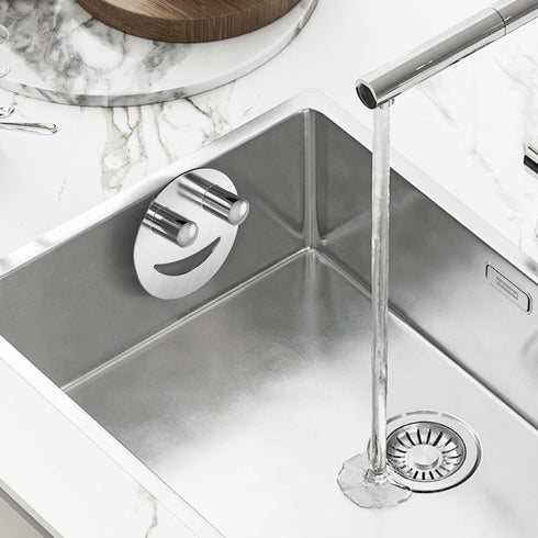 Yoshiky 2 Pack Stainless Steel Smiley Face Dish Sponge Holder, Silver Sink Caddy Organizer Storage with Suction Cup