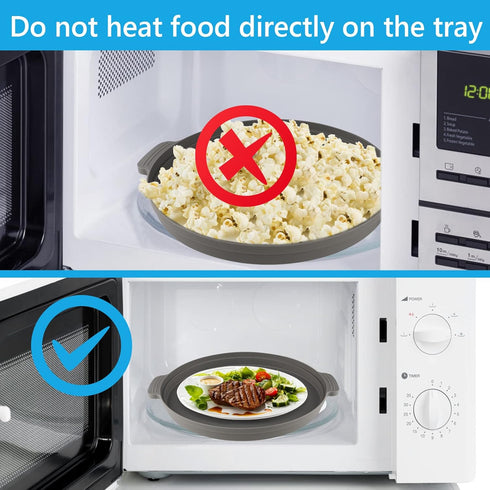 Microwave Splatter Cover with Plate Tray Set, BPA Free, 10.6 Inch Lid, Gray