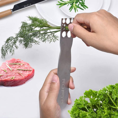 Herb Stripper Stainless Steel Kitchen Herb Leaf Stripping Tool Metal Herb Pealer LooseLeaf Kale Razor for Kale, Chard, Collard Greens, Thyme, Basil, Rosemary by ropto