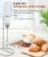 YUSWKO Handheld Milk Frother for Coffee with Stand, Rechargeable Drink Mixer, 3 Heads, 3 Speeds