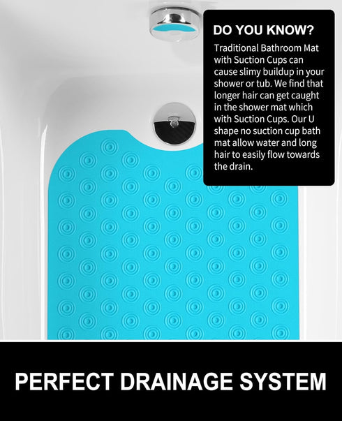 39x16 inch OTHWAY No Suction Cup Bath Mat: Extra Long BathmatPerfect for Refinished or Ordinary Bath TubsMade of Nature
