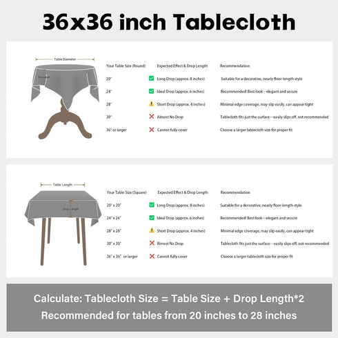 36 36 inch NEWISHER Farmhouse Embroidered Plaid Tablecloth Lattice Fabric Table Cloth Small Square Rustic Brown