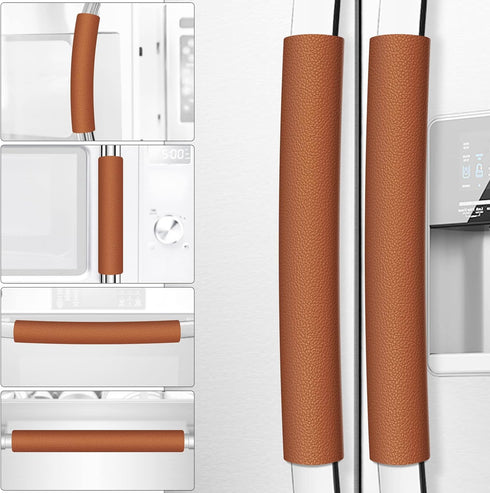 Refrigerator Door Handle Covers - 6PCS Leather Kitchen Appliance Handle Covers, Keep Fridge, Microwave, Oven Clean