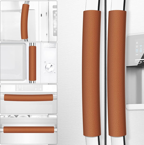 Refrigerator Door Handle Covers - 6PCS Leather Kitchen Appliance Handle Covers, Keep Fridge, Microwave, Oven Clean