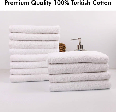 12 Pack Set, 100% 12"x12" Classic Turkish Towels CTT - Premium Washcloths Turkish Cotton, Highly Absorbent & Quick Dry