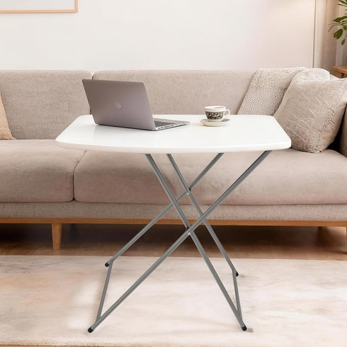 18" VINGLI Small Folding Table Portable, Adjustable Height Personal Laptop TV Tray, Camping Table, HDPE Plastic Top