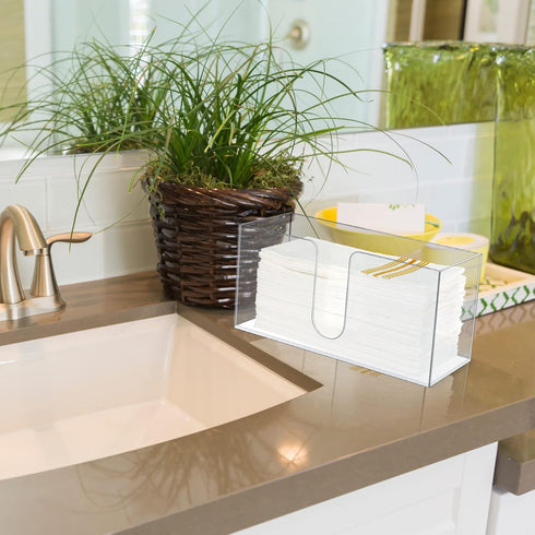 2 Countertop Mumufy Pcs Acrylic Fold Paper Towel Dispenser Napkins Dispenser Napkin Holder Multifold Disposable Acrylic