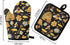 GIFTPUZZ Bee Oven Mitt Pot Holder Set of 2, Heat Resistant Heavy Duty Gloves + Thick Hot Mats for Kitchen
