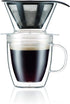 Bodum 12oz Pour Over Coffee Dripper Set - BPA-Free Plastic, Clear, with Double Wall Mug and Reusable Filter