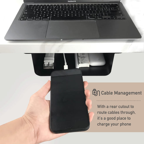 Under Desk Storage Shelf, Drawer Storage for Sit Stand Desk, Gaming Desk Organizer Adds Tray for Home and Office (Black)