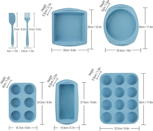 Economical 7in1 Nonstick Silicone Baking Cake Pan, Cookie Sheet Molds, Heat Resistant Bakeware Tools