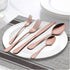 LIANYU 10-Piece Copper Silverware Flatware Set - Stainless Steel Cutlery Set for 2, Mirror Finished, Dishwasher Safe