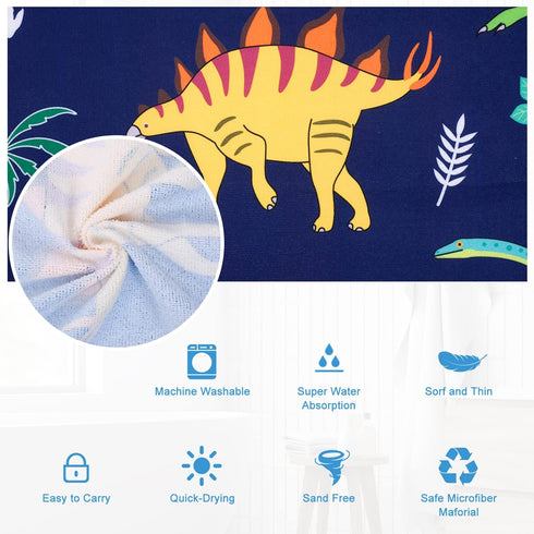 30" 60", LIVILAN Dinosaur Beach Towel for Kids, Soft Microfiber X Quick Dry, Sand Free, Perfect for Boys Bath, Pool