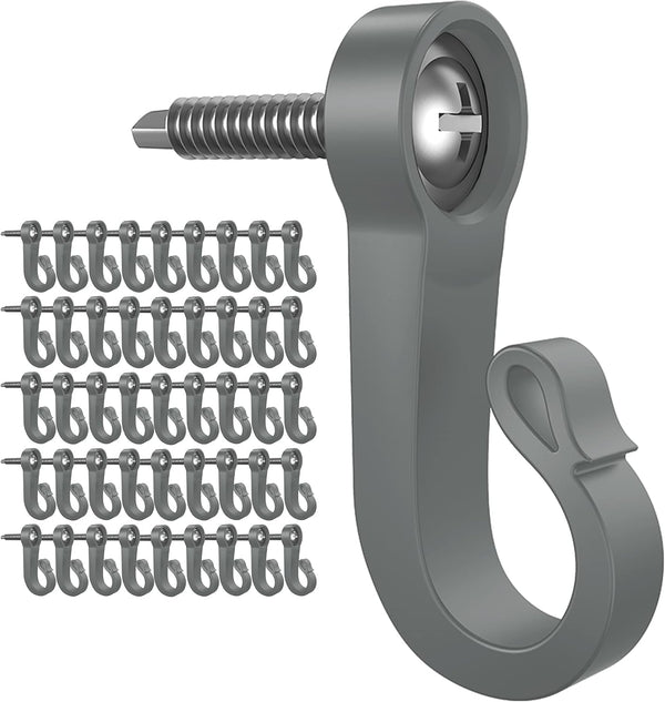 Pack of 46 Q Hanger Screws and Hooks for Outdoor String Lights, Garage Party Decor