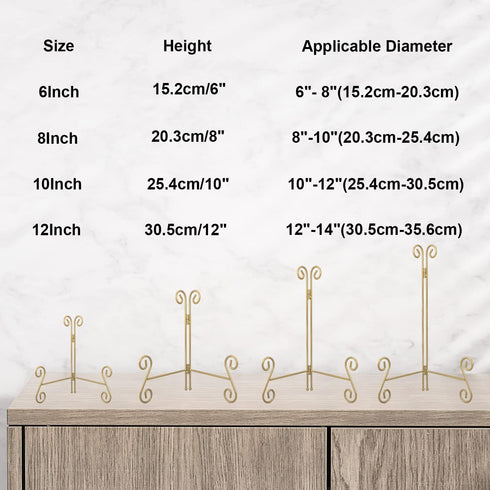 Plate Stand - Black and Gold 2-Pack 6 Inch Iron Easel Stand for Displaying Plates, Plaques, and Artwork