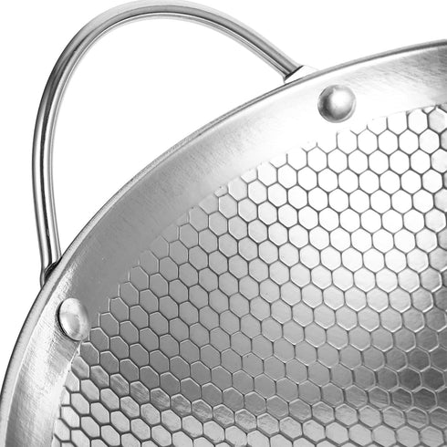 BESTonZON Stainless Steel Wok Pan, Everyday Pan, Korean Pan, Mini Wok Cookware, Non Stick Deep Frying Pot, Metal