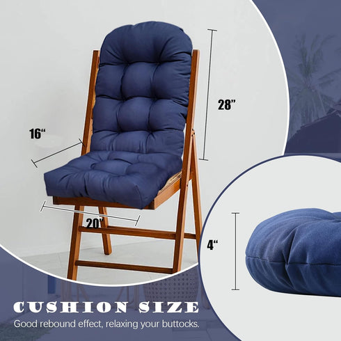 44"*20"*4in Outdoor Adirondack Chair Cushion Waterproof High Back Patio Chair Cushions with Back Elastic Band Teal Blue