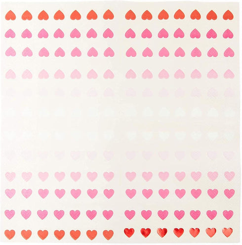 Sparkle and Bash 100-Pack Valentine’s Day Napkins - 5 x 5-Inch Folded Pink Paper - 3-Ply Soft Absorbent
