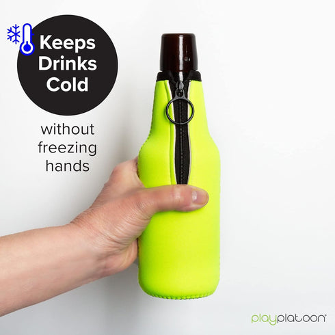 Cozy 12 oz 6 Pack Play Platoon Beer Bottle Cooler Sleeves for Party - Collapsible Neoprene Insulators - Insulated Beer