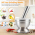 Tera 18/8 Stainless Steel Mortar and Pestle with Brush - Pill Crusher and Spice Grinder