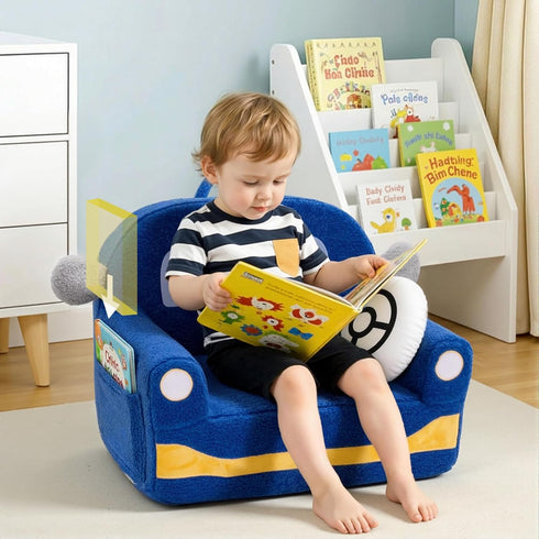 OUOZZZ 13 Toddler Chair Years Old, Kids Chair Comfy Car Sofa with Cushion Handle & Book Pocket, Soft Sherpa Foam Seat