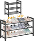 Detsuk 3-Tier Expandable Shoe Rack Adjustable Heavy-Duty Metal Shoe Organizer Shelf for