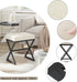 15.74" D11.81" W18.11" UHBD033Y YMYNY Vanity Stool, Linen Footrest Stool, Ottoman Bench with X-Shaped Metal Legs
